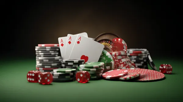 Uma mulher glamourosa segurando fichas de cassino em um ambiente iluminado por néon, representando a atmosfera premium do cassino online 63V.